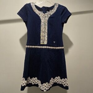 Guess Girls Denim Dress Embellished Rhinestone Sequin Party Casual Size (XL)‎ 16